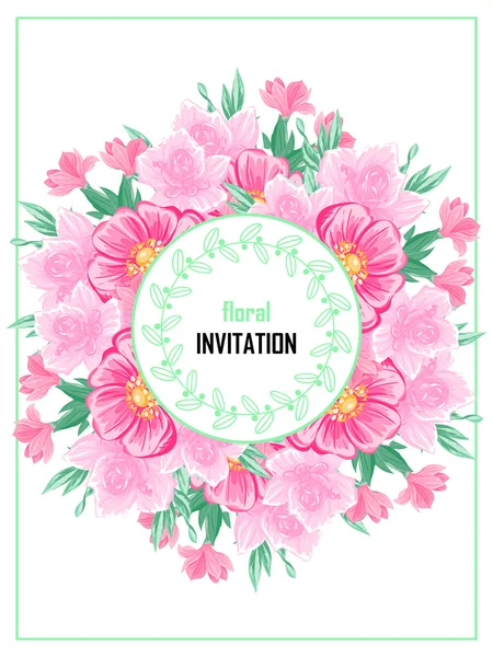 Delicada invitación con flores para la boda — Archivo Imágenes Vectoriales