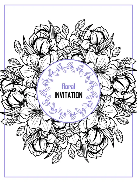 Delicada invitación con flores para la boda — Archivo Imágenes Vectoriales