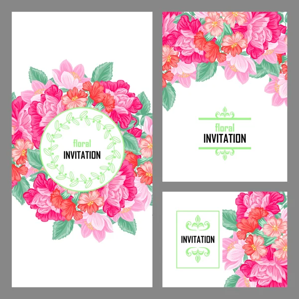 Delikat inbjudan med blommor för bröllop — Stock vektor