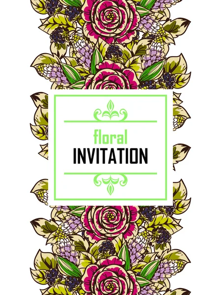 Delicate invitation with flowers for wedding — Stock Vector