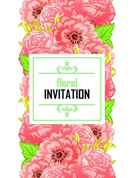 Delicada invitación con flores para la boda — Vector de stock