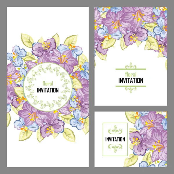 Delicada invitación con flores para la boda — Vector de stock