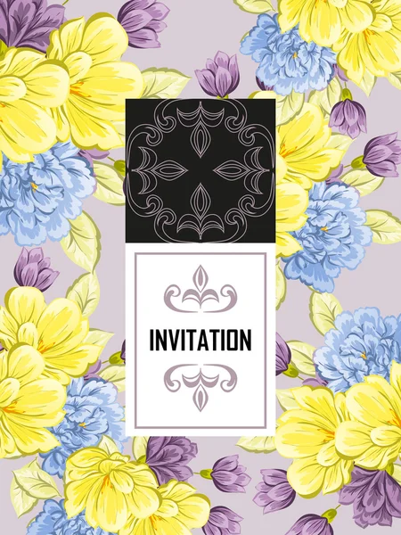 Delicate invitation with flowers for wedding — Stock Vector