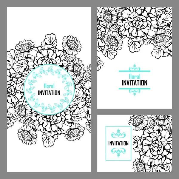 Invitation délicate avec des fleurs pour mariage — Image vectorielle