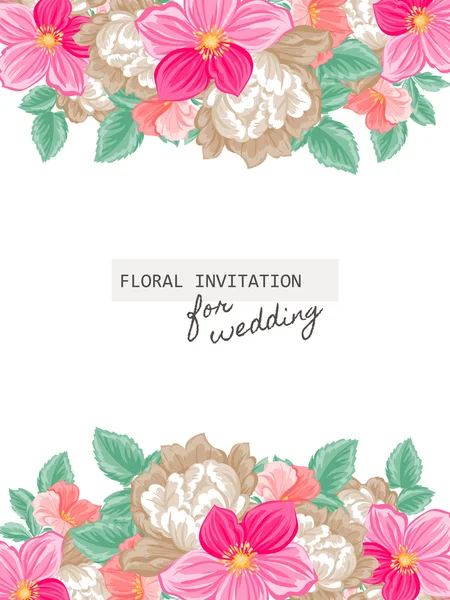 Delicate invitation with flowers for wedding — Stock Vector