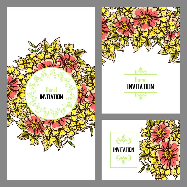 Invitation délicate avec des fleurs pour mariage — Image vectorielle