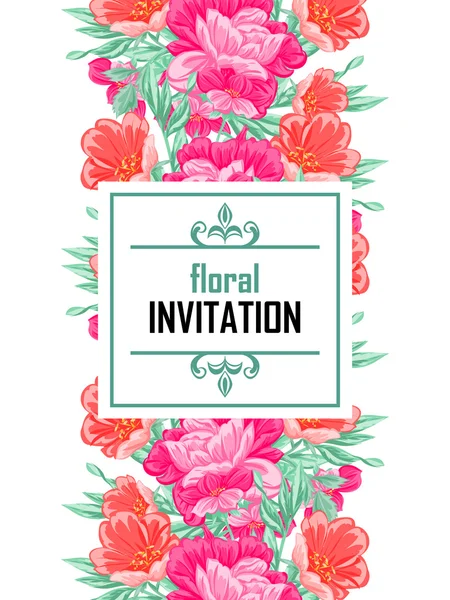 Invitation délicate avec des fleurs pour mariage — Image vectorielle