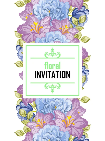 Delicada invitación con flores para la boda — Vector de stock