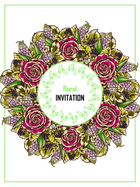 Delicada invitación con flores para la boda — Archivo Imágenes Vectoriales