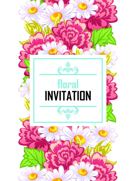 Delicada invitación con flores para la boda — Vector de stock