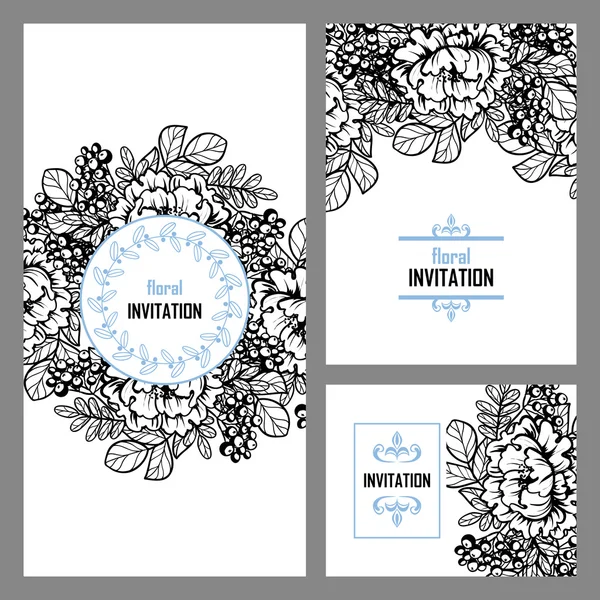 Invitation délicate avec des fleurs pour mariage — Image vectorielle