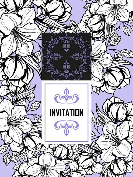 Invitation délicate avec des fleurs pour mariage — Image vectorielle