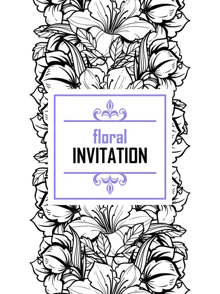 Delicada invitación con flores para la boda — Vector de stock