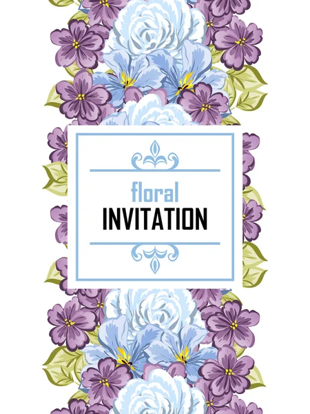 Delicada invitación con flores para la boda — Vector de stock