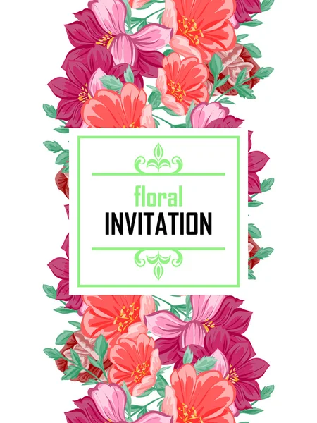 Delicada invitación con flores para la boda — Vector de stock