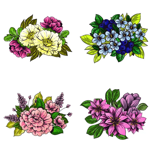 Flower bouquet set — Stock Vector