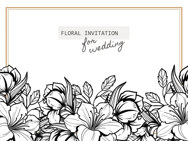 Invitation délicate avec des fleurs pour mariage — Image vectorielle