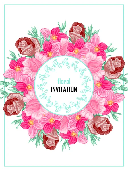 Delicate invitation with flowers for wedding — Stock Vector