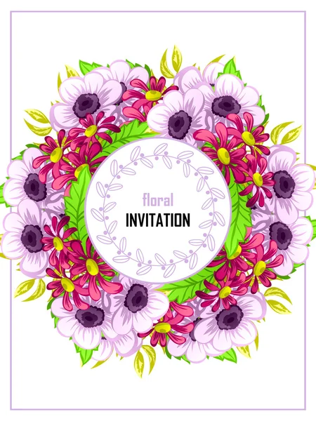 Delicate invitation with flowers for wedding — Stock Vector