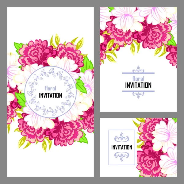 Delicate uitnodiging met bloemen voor bruiloft — Stockvector