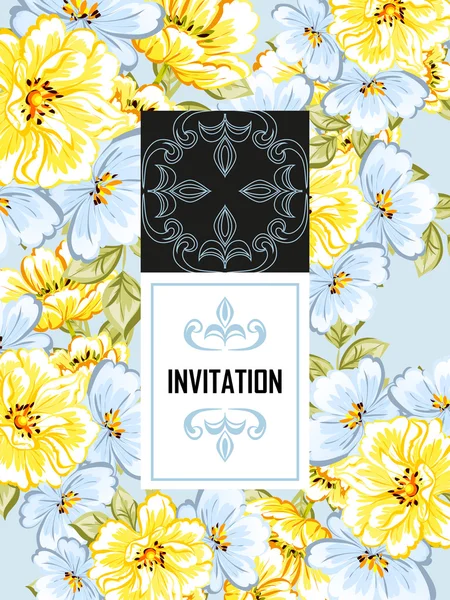 Invitation délicate avec des fleurs pour mariage — Image vectorielle