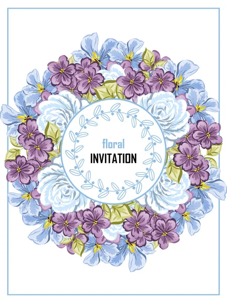 Delicate invitation with flowers for wedding — Stock Vector