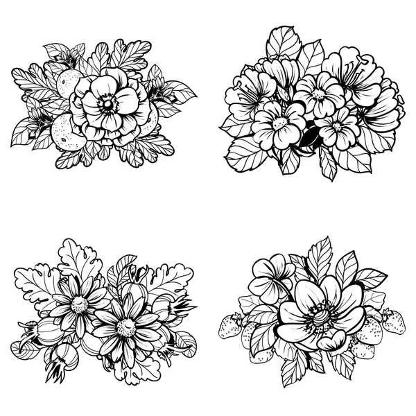 Flower bouquet set — Stock Vector