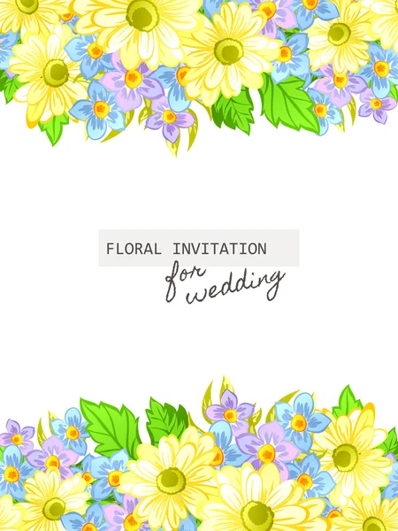 Delikat inbjudan med blommor för bröllop — Stock vektor