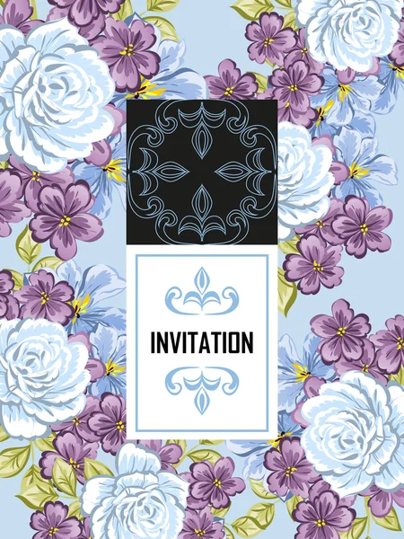 Invitation délicate avec des fleurs pour mariage — Image vectorielle