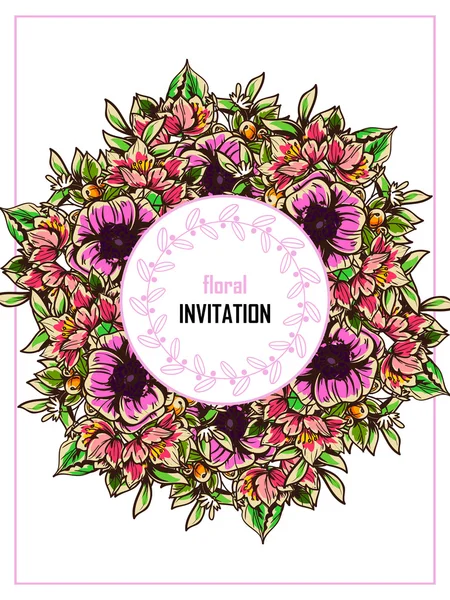 Delicada invitación con flores para la boda — Archivo Imágenes Vectoriales