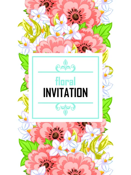 Delicada invitación con flores para la boda — Vector de stock