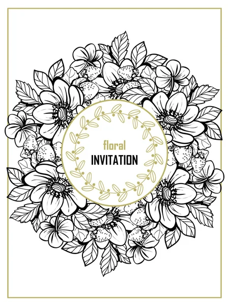 Delicada invitación con flores para la boda — Archivo Imágenes Vectoriales