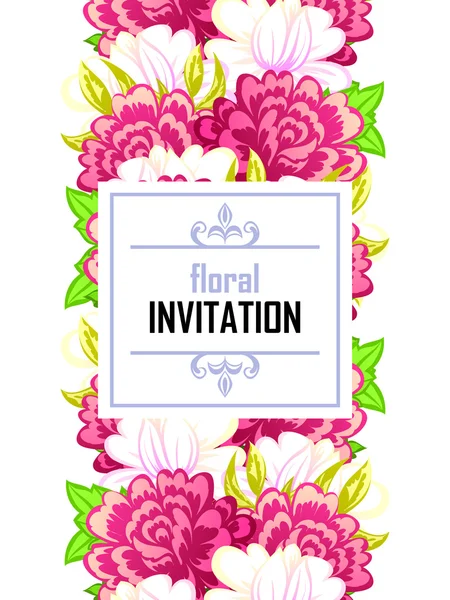 Delicada invitación con flores para la boda — Vector de stock