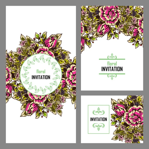 Invitation délicate avec des fleurs pour mariage — Image vectorielle