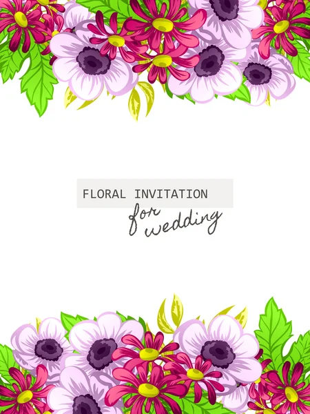 Delikat invitation med blomster til bryllup – Stock-vektor