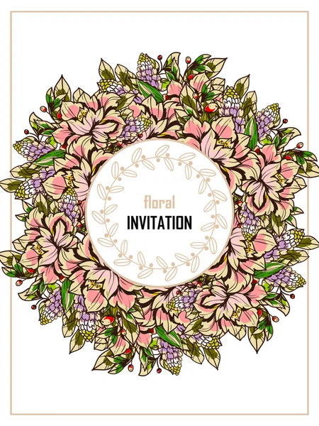 Delicada invitación con flores para la boda — Vector de stock