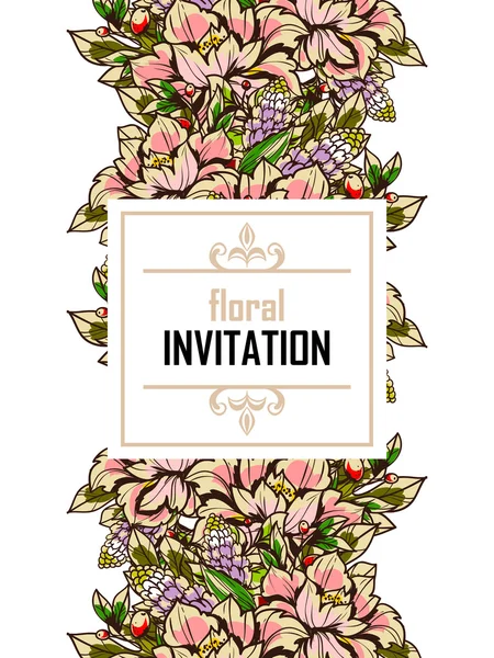 Delicada invitación con flores para la boda — Vector de stock