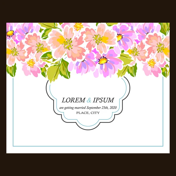 Invitation délicate avec des fleurs pour mariage — Image vectorielle