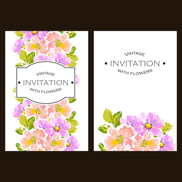 Delicate invitation with flowers for wedding — Stock Vector