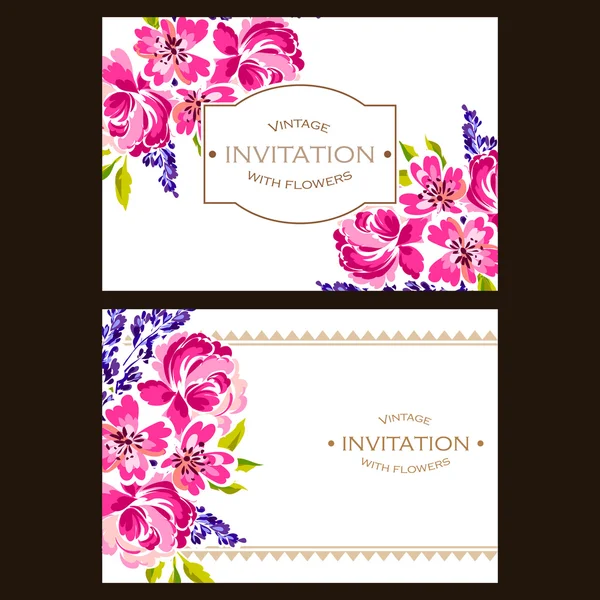 Invitation délicate avec des fleurs pour mariage — Image vectorielle