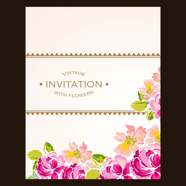 Invitation délicate avec des fleurs pour mariage — Image vectorielle