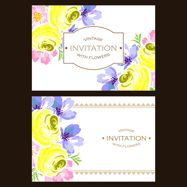 Delicate invitation with flowers for wedding — Stock Vector
