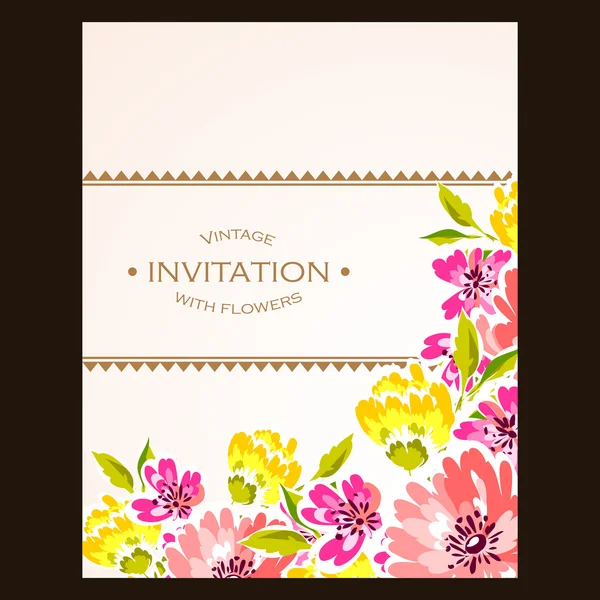 Delicate invitation with flowers for wedding — Stock Vector