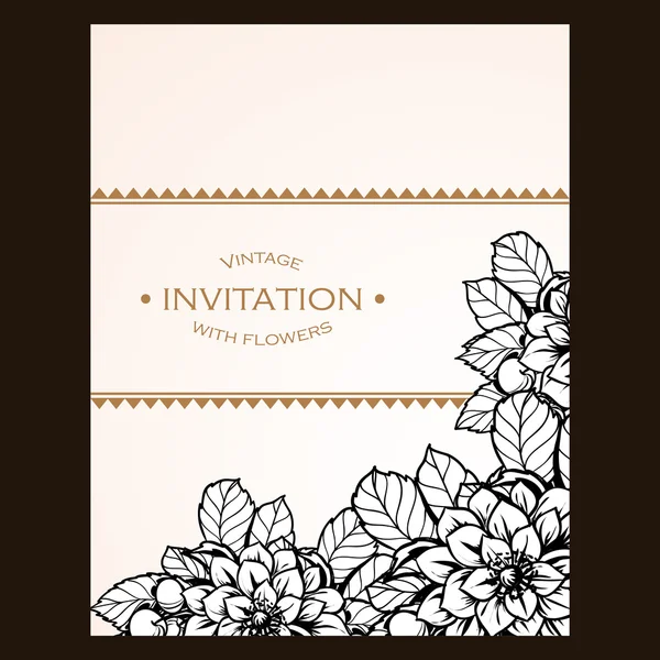 Invitation délicate avec des fleurs pour mariage — Image vectorielle