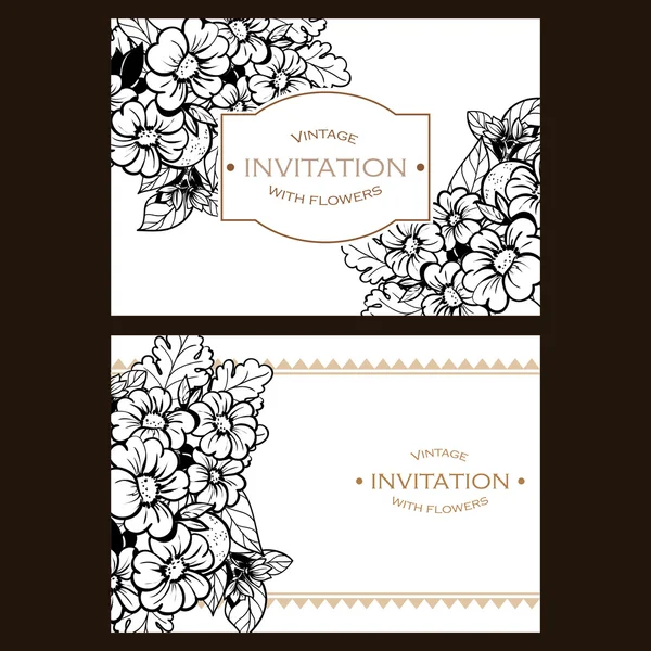 Invitation délicate avec des fleurs pour mariage — Image vectorielle