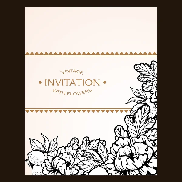 Invitation délicate avec des fleurs pour mariage — Image vectorielle