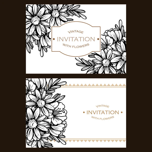 Invitation délicate avec des fleurs pour mariage — Image vectorielle