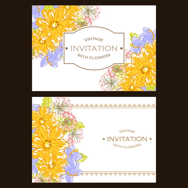 Delicada invitación con flores para la boda — Archivo Imágenes Vectoriales