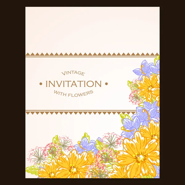 Invitation délicate avec des fleurs pour mariage — Image vectorielle