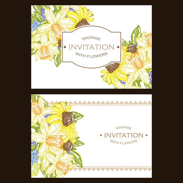 Delicate invitation with flowers for wedding — Stock Vector